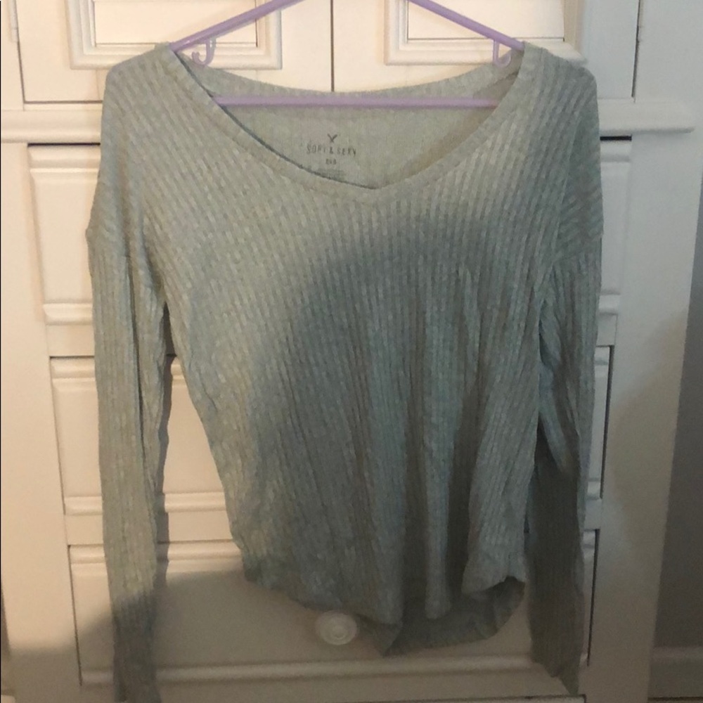 Soft Ribbed V-neck Top